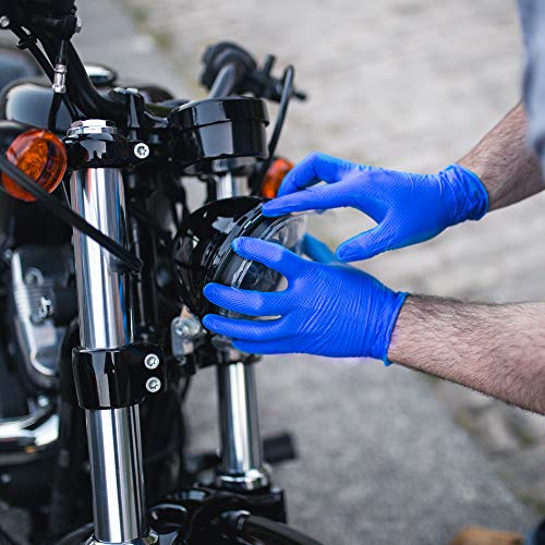 AMMEX Gloveworks HD Industrial Royal Blue Nitrile Gloves with Diam...