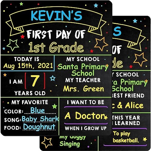 First Day of School Board - 12’’ x 10’’ First & Last Day School Ch...
