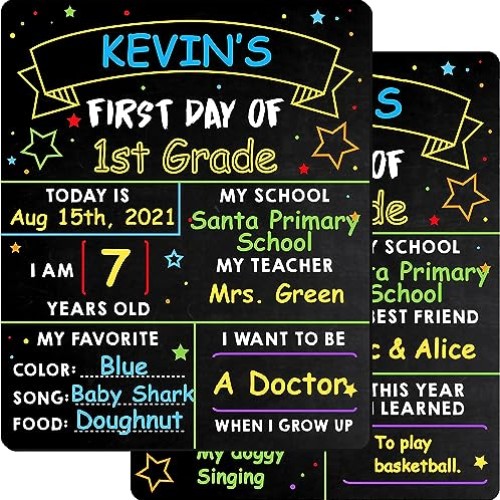 First Day of School Board - 12’’ x 10’’ First & Last Day School Ch...