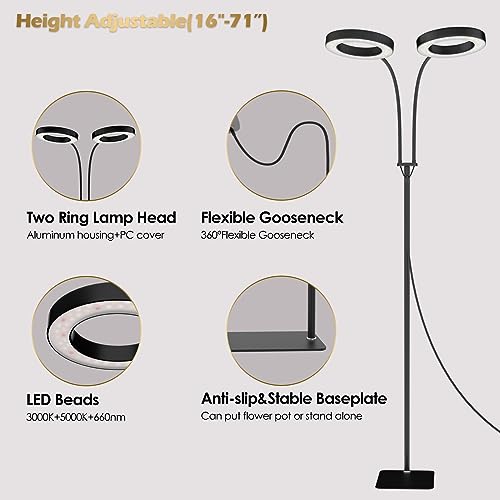 GLOWRIUM Grow Light with Stand,2-Head LED Plant Light for Indoor P...