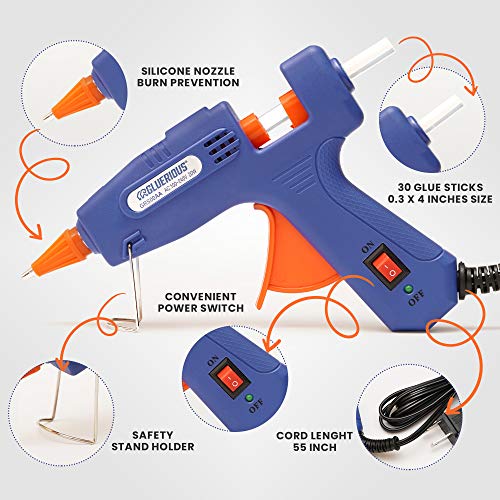 Gluerious Mini Hot Glue Gun with 30 Glue Sticks for Crafts School ...