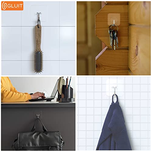 GLUIT Adhesive Hooks for Hanging Heavy Duty Wall Hooks 22 lbs Self...