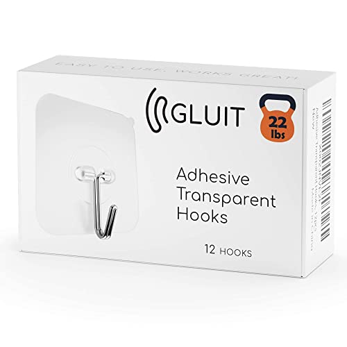 GLUIT Adhesive Hooks for Hanging Heavy Duty Wall Hooks 22 lbs Self...