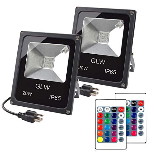 GLW 20W RGB LED Flood Lights,Color Changing Floodlight with Remote...