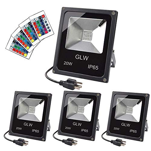 GLW 20W RGB LED Flood Lights,Color Changing Floodlight with Remote...