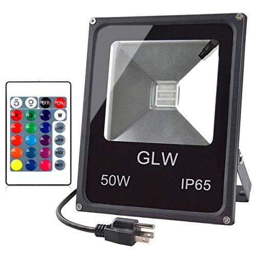 GLW 50w Remote Control RGB Flood Light, 4 Models with 16 Color Ton...
