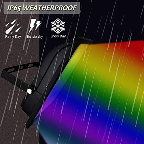 GLW LED RGB Flood Light, 50W Outdoor Color Changing Lights with Re...