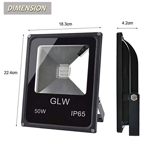 GLW LED RGB Flood Light, 50W Outdoor Color Changing Lights with Re...