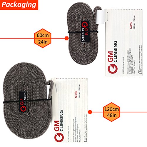 GM CLIMBING Pack of 3 16mm Nylon Sling Runner 120cm / 48inch Gray
