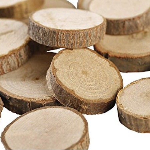 Gmark Natural Wood Slices 1-1.5 Unfinished Round Discs 50 ct, Tr...