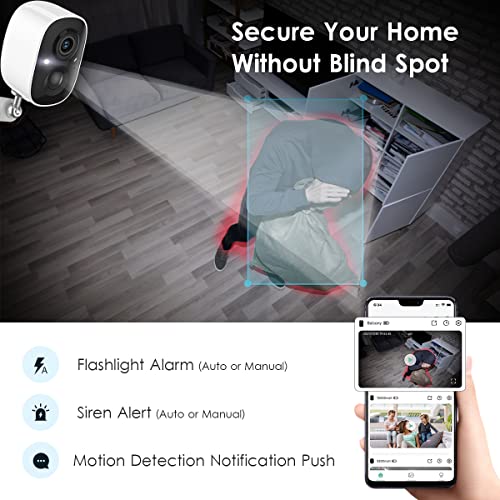 GMK Security Cameras Wireless Outdoor, 1080P Color Night Vision AI...
