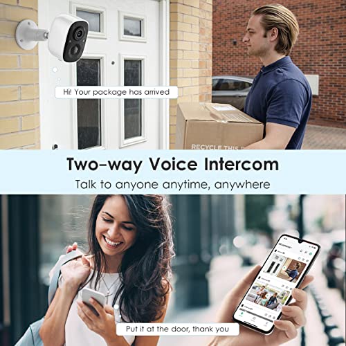 GMK Security Cameras Wireless Outdoor, 1080P Color Night Vision AI...