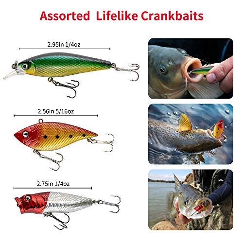 GOANDO Fishing Lures Kit for Freshwater Bait Tackle Kit for Bass T...