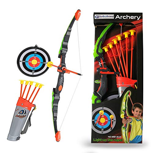 GoBroBrand Bow and Arrow Set for Kids -Green Light Up Archery Toy ...