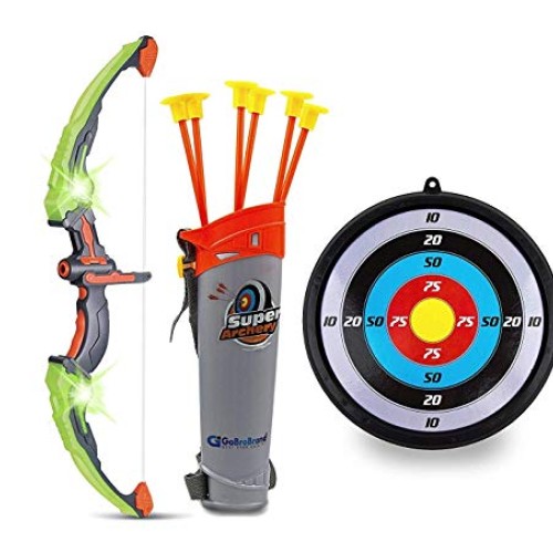 GoBroBrand Bow and Arrow Set for Kids -Green Light Up Archery Toy ...