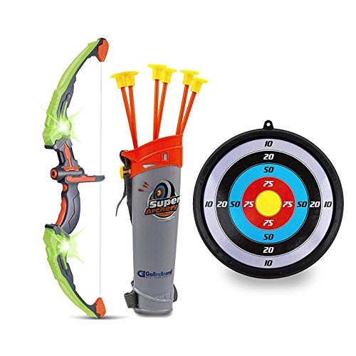 GoBroBrand Bow and Arrow Set for Kids -Green Light Up Archery Toy ...