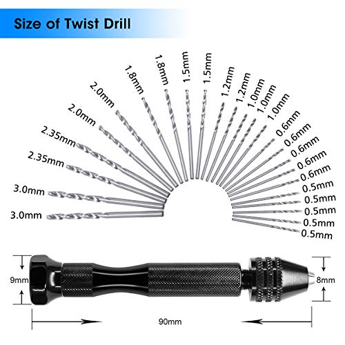 Hand Drill Bits Set 26pc GOCHANGE Hand Drill Set Precision Pin Vis...