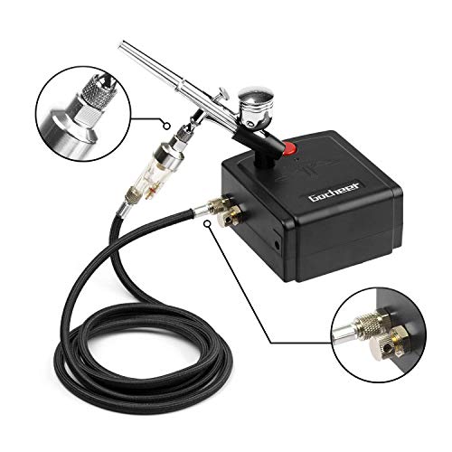 Gocheer Mini Airbrush Kit, Dual-Action Air Brush Pen Gravity Feed ...