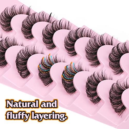 Lashes Natural Eyelashes Wispy Russian Strip Lashes Clear Band Las...