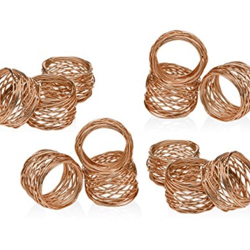 Godinger Round Mesh Napkin Rings Set of 12 Copper for Wedding Banq...