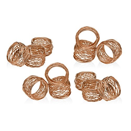Godinger Round Mesh Napkin Rings Set of 12 Copper for Wedding Banq...