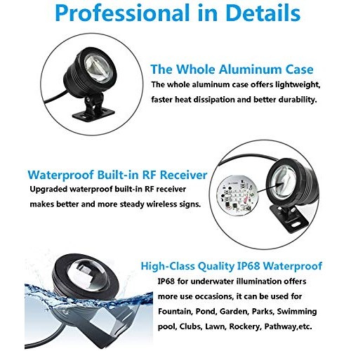 GOESWELL Submersible Pond Lights LED Underwater 2Pack,Water Founta...