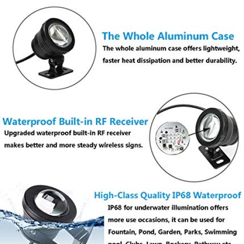 GOESWELL Submersible Pond Lights LED Underwater 2Pack,Water Founta...