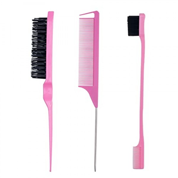 3 Pieces Hair Styling Comb Set Teasing Hair Brush Rat Tail Comb Ed...