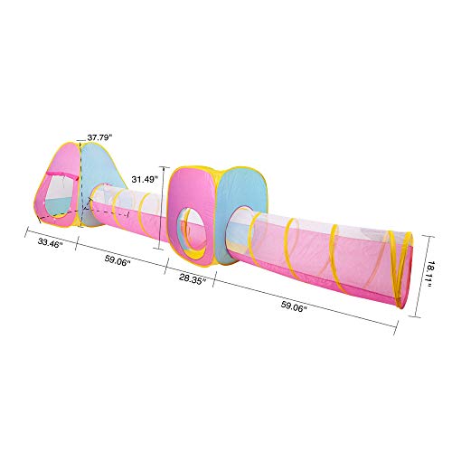 GOJOOASIS 4pcs Baby Tunnel and Tent Pop Up Kids Play Tent w/ Crawl...