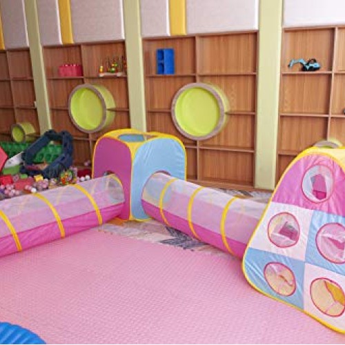 GOJOOASIS 4pcs Baby Tunnel and Tent Pop Up Kids Play Tent w/ Crawl...