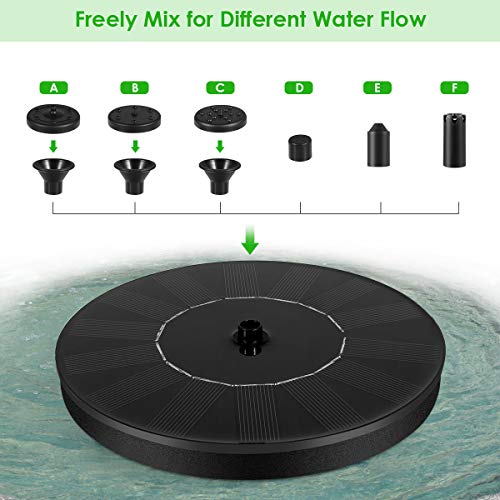 Solar Fountain Pump, Free Standing 1.4W Bird Bath Fountain Pump fo...