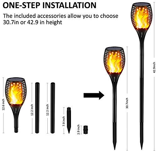 Gold Armour Solar Lights Outdoor - Flickering Flames Torch Solar P...