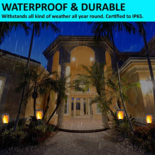 Gold Armour Solar Lights Outdoor - Flickering Flames Torch Solar P...