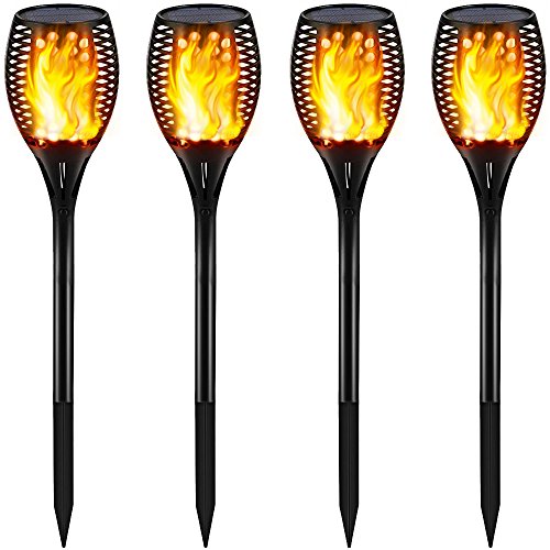 Gold Armour Solar Lights Outdoor - Flickering Flames Torch Solar P...