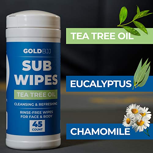 Gold BJJ Jiu Jitsu Wipes XL 45 Count Tea Tree Oil Face and Body ...
