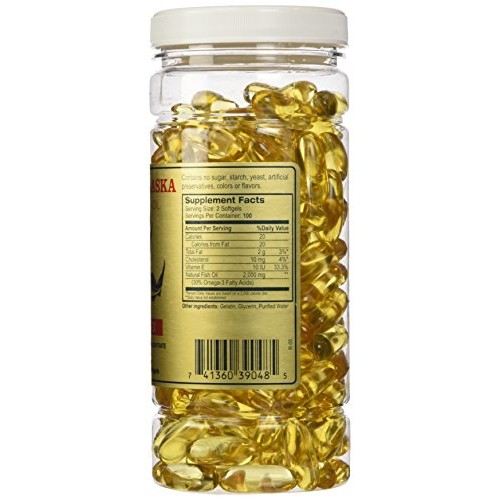 Golden Alaska Deep Sea Fish Oil Omega-3, 1000 Mg, 200 Capsules