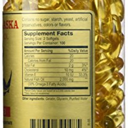 Golden Alaska Deep Sea Fish Oil Omega-3, 1000 Mg, 200 Capsules