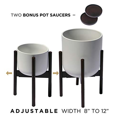 Mid Century Plant Stand - Adjustable Width to Fit 8 9 10 11 12 inc...