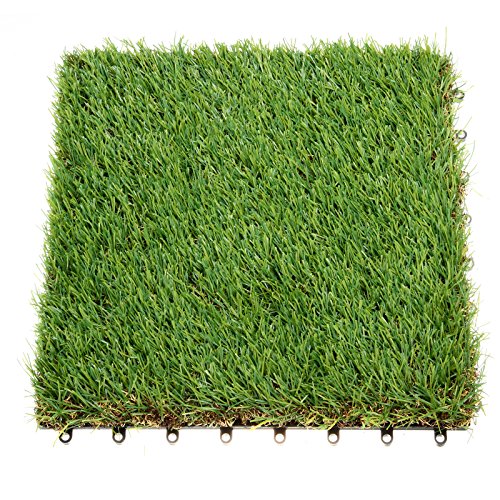 GOLDEN MOON Artificial Grass Turf Tile Interlocking Self-draining ...