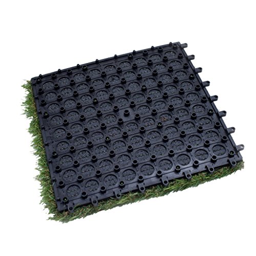 GOLDEN MOON Artificial Grass Turf Tile Interlocking Self-draining ...