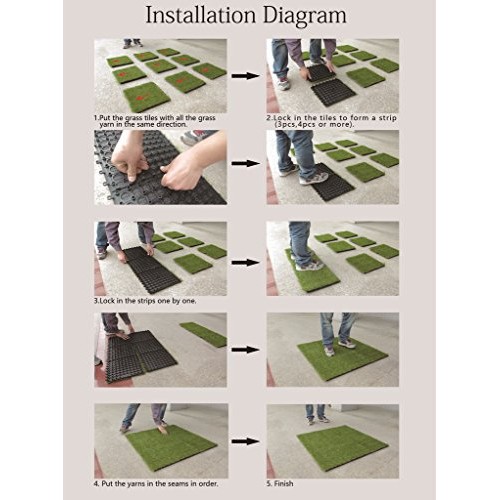 GOLDEN MOON Artificial Grass Turf Tile Interlocking Self-draining ...