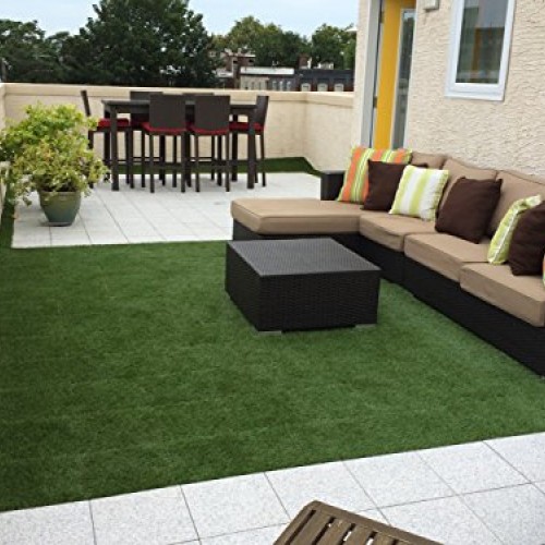 GOLDEN MOON Artificial Grass Turf Tile Interlocking Self-draining ...