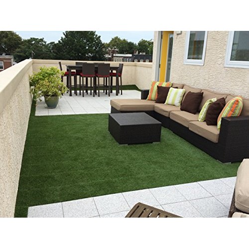 GOLDEN MOON Artificial Grass Turf Tile Interlocking Self-draining ...