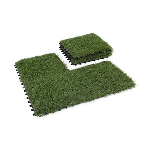 GOLDEN MOON Artificial Grass Turf Tile Interlocking Self-draining ...