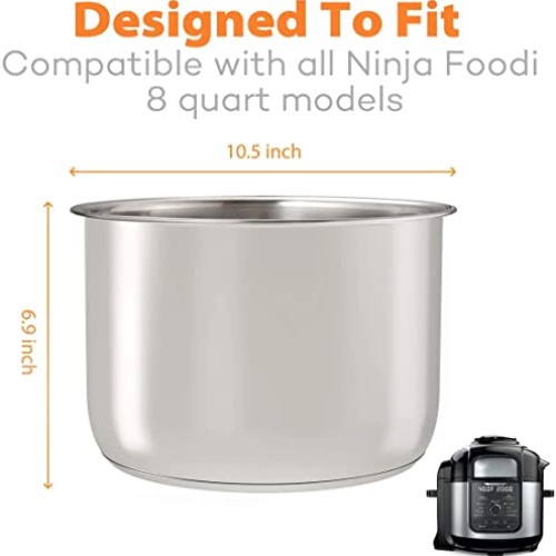Goldlion Stainless Steel Inner Pot Compatible with Ninja Foodi 8 Q...