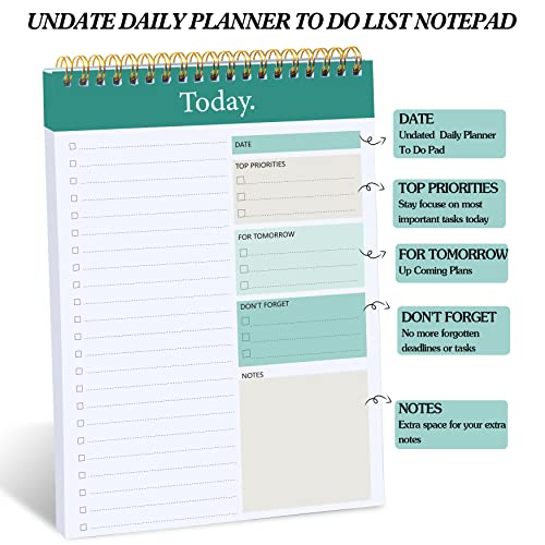 To Do List Notepad - Daily Planner Notepad Undated 52 Sheets Tear ...