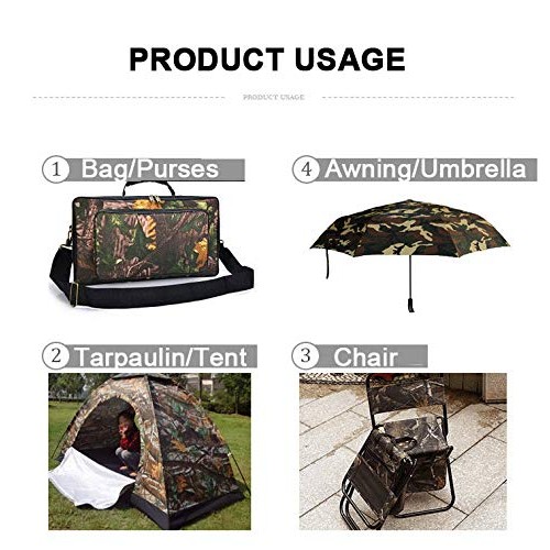Camo Canvas Waterproof Fabric by The Yard, Outdoor Camper Tent Awn...