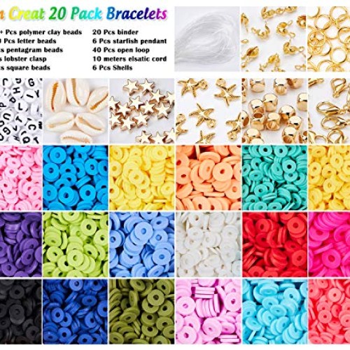 3800 Pcs Flat Round Polymer Clay Spacer Beads for Jewelry Making B...