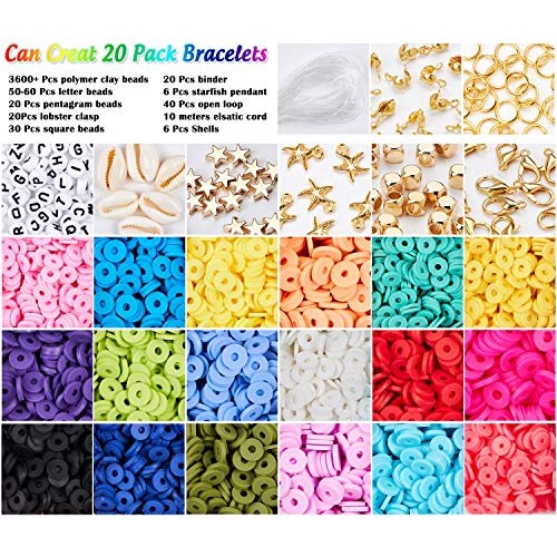 3800 Pcs Flat Round Polymer Clay Spacer Beads for Jewelry Making B...