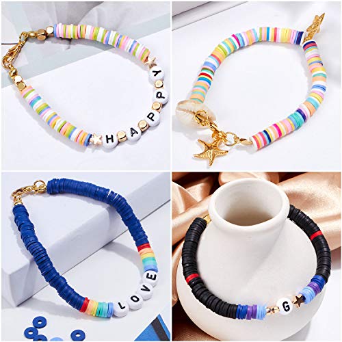 3800 Pcs Flat Round Polymer Clay Spacer Beads for Jewelry Making B...
